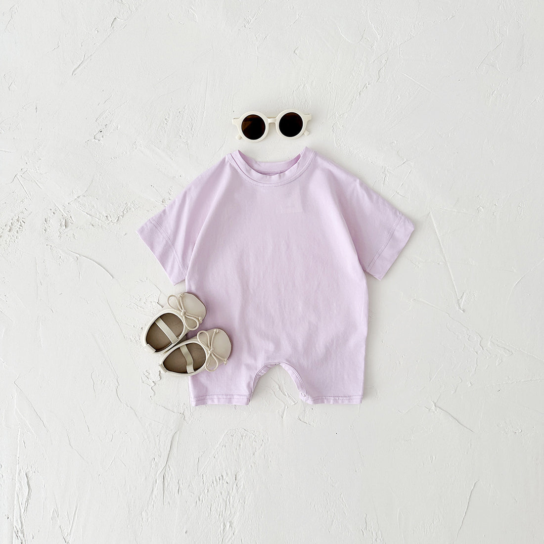 Newborn Baby Solid Color Short Sleeve Infant Rompers