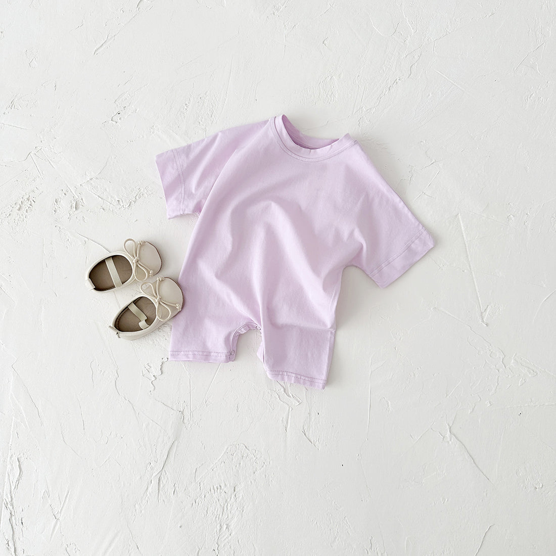 Newborn Baby Solid Color Short Sleeve Infant Rompers