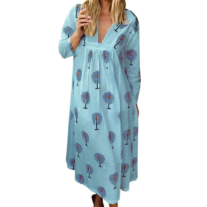Maternity V-neck Printed Maxi Dress