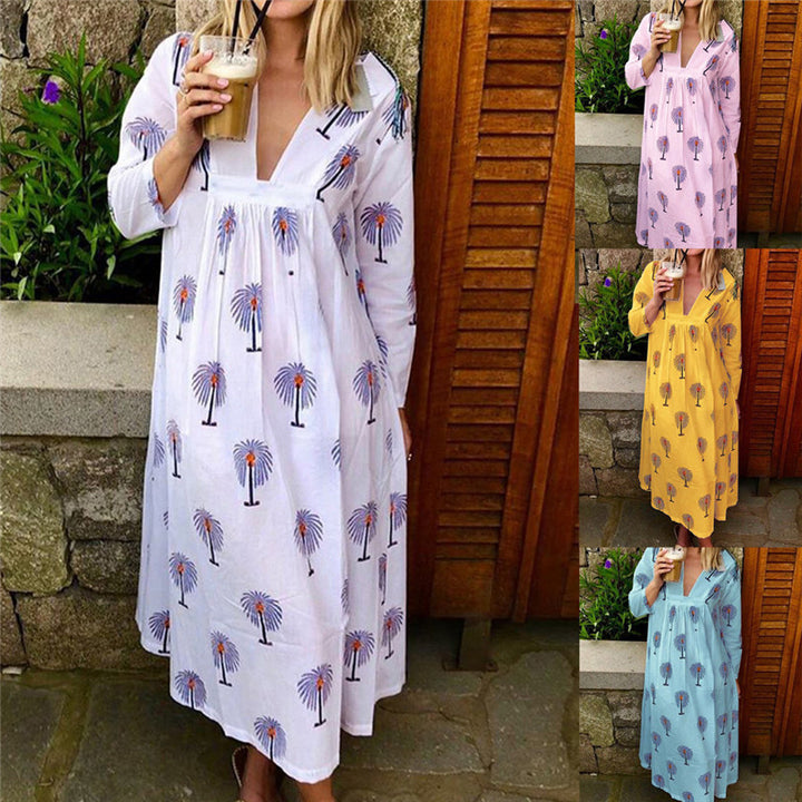 Maternity V-neck Printed Maxi Dress