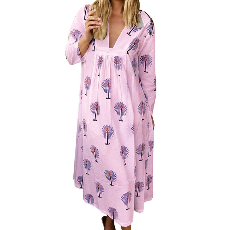 Maternity V-neck Printed Maxi Dress