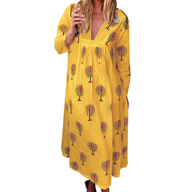 Maternity V-neck Printed Maxi Dress