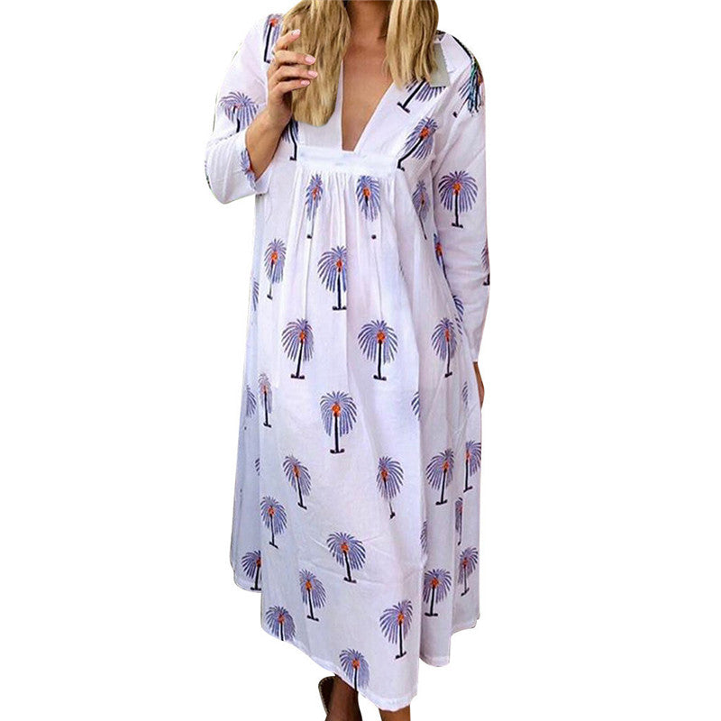 Maternity V-neck Printed Maxi Dress