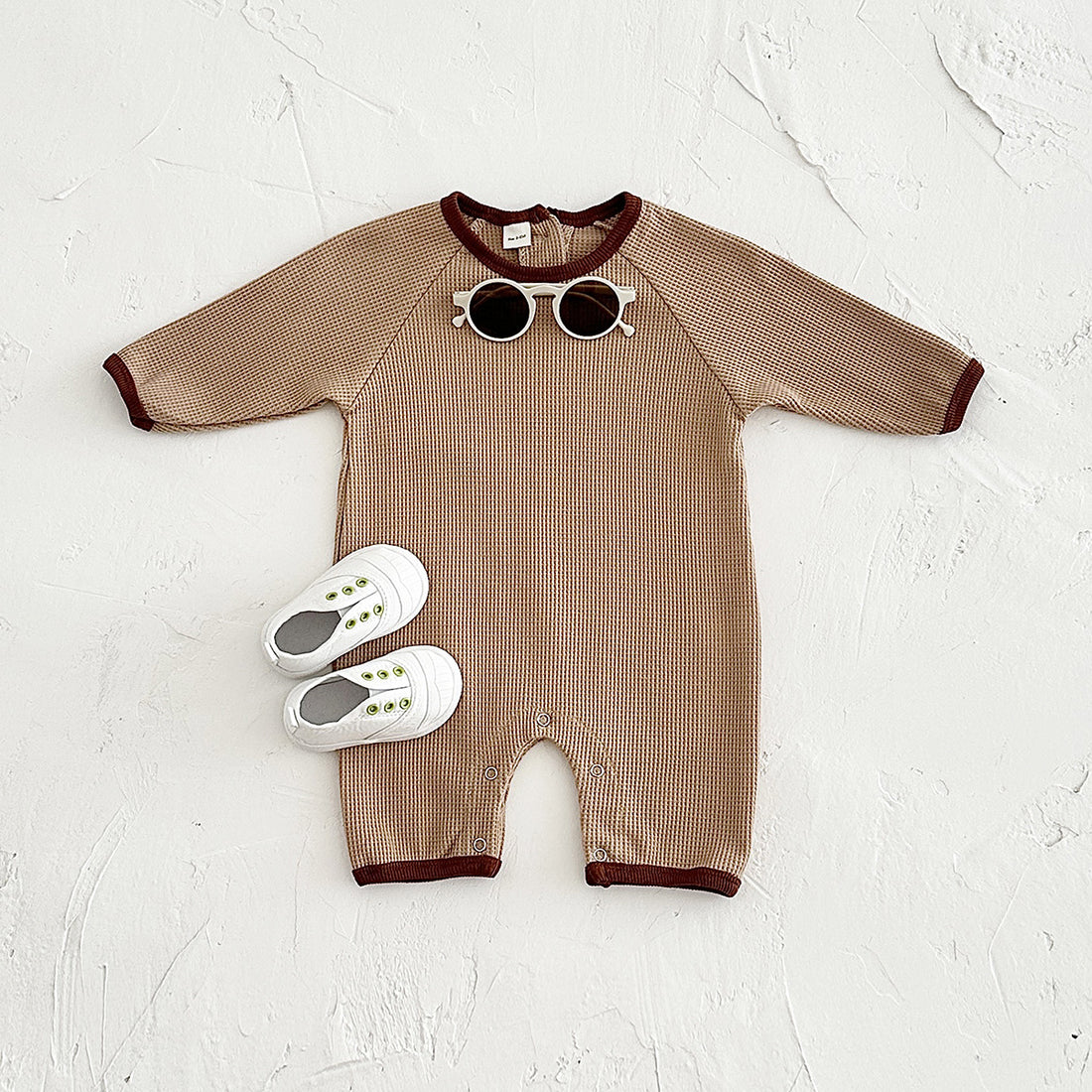 Newborn Baby Waffle Short Sleeve Rompers