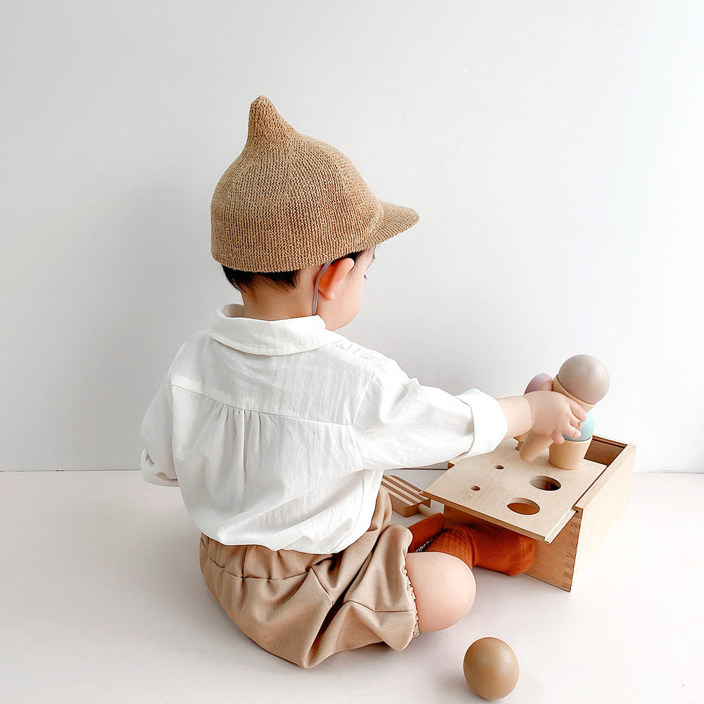 Baby Solid Color Long-sleeved Shirt Dress