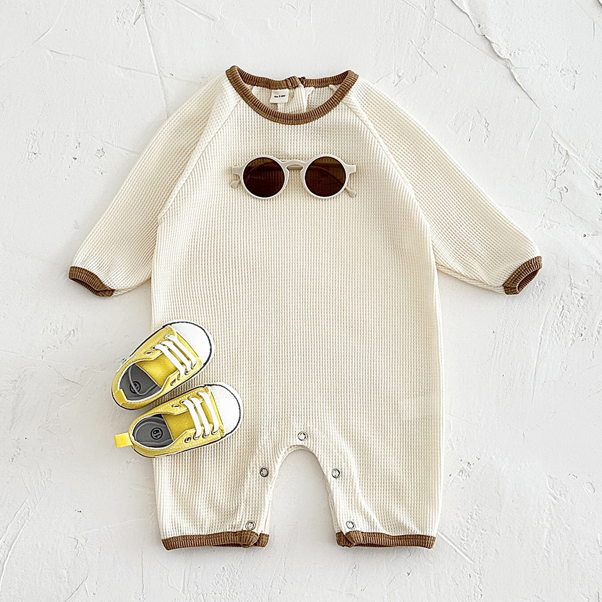 Newborn Baby Waffle Short Sleeve Rompers