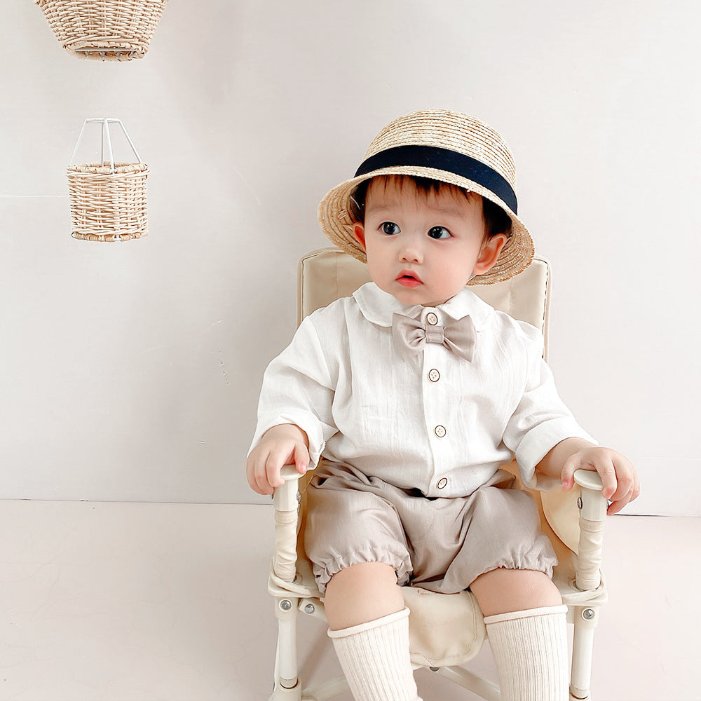 Baby Solid Color Long-sleeved Shirt Dress