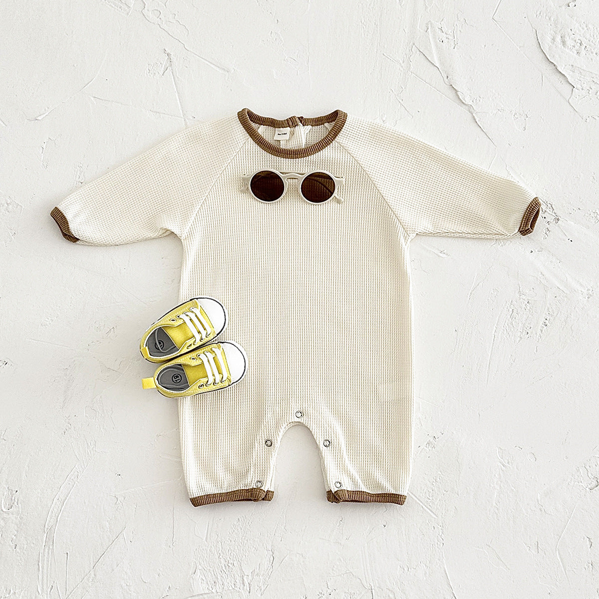 Newborn Baby Waffle Short Sleeve Rompers