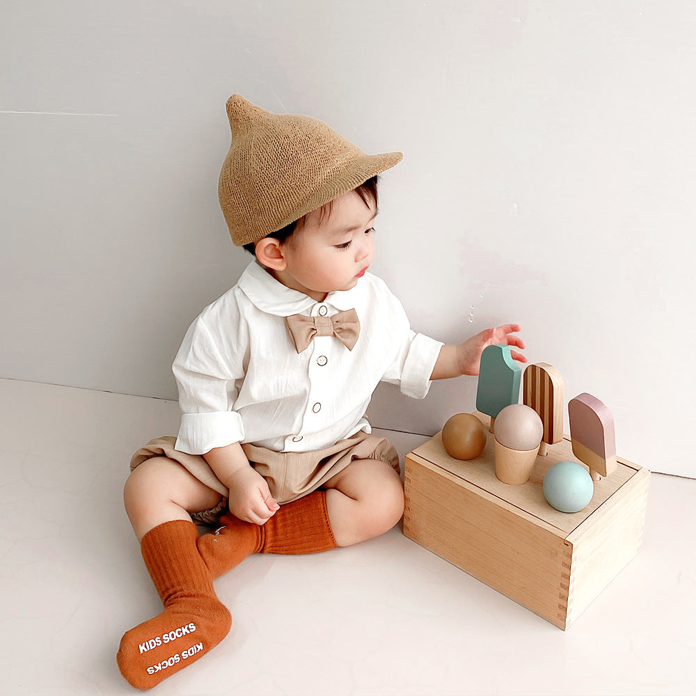 Baby Solid Color Long-sleeved Shirt Dress