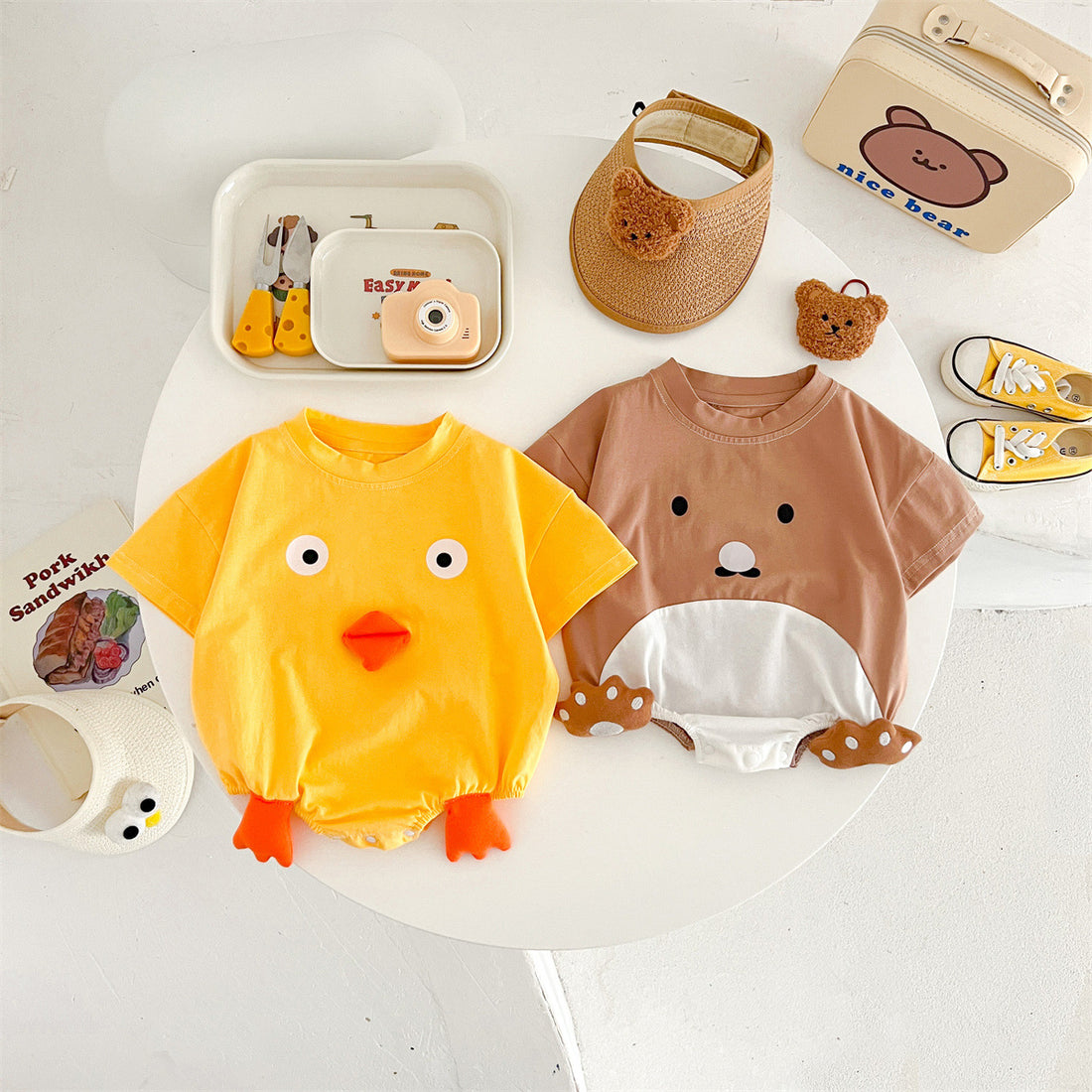 Newborn Cotton Triangle Rompers