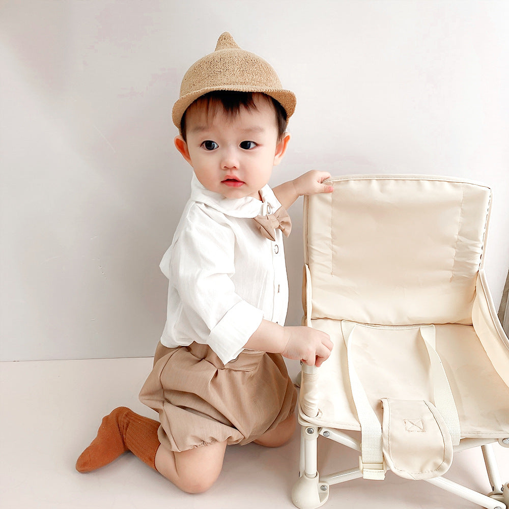 Baby Solid Color Long-sleeved Shirt Dress