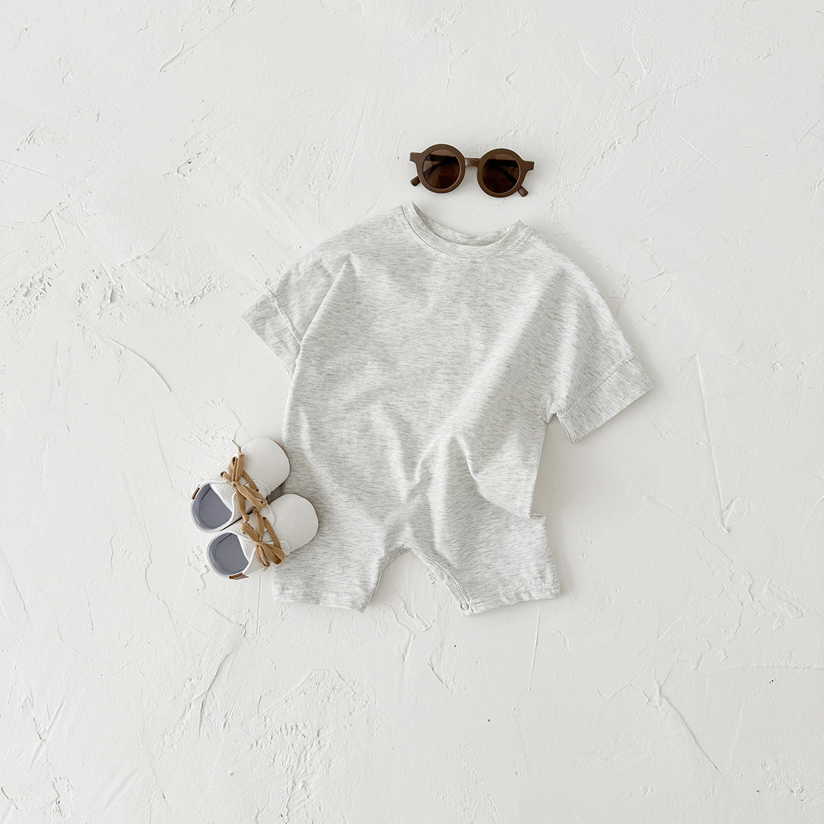 Newborn Baby Solid Color Short Sleeve Infant Rompers