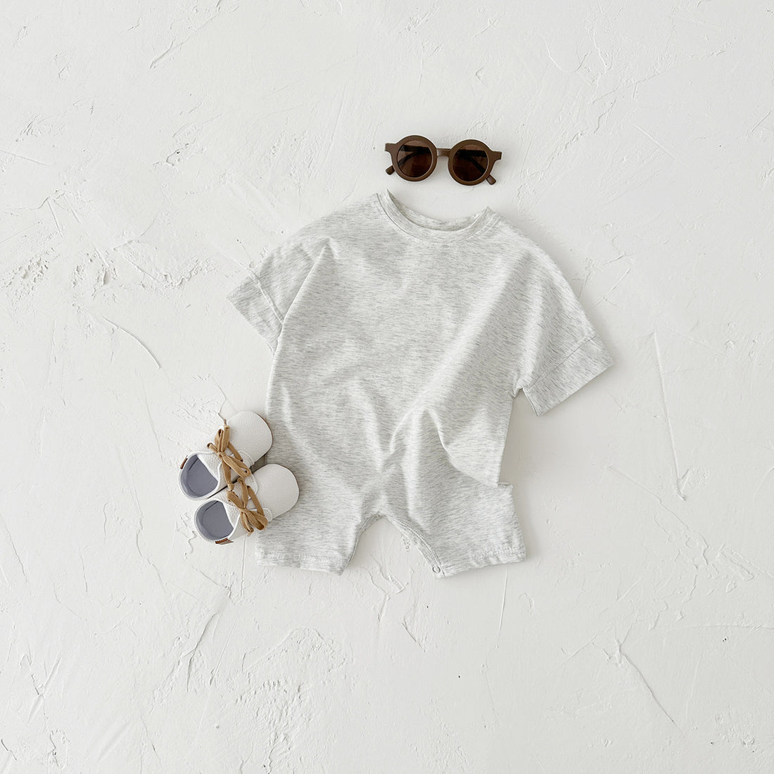 Newborn Baby Solid Color Short Sleeve Infant Rompers