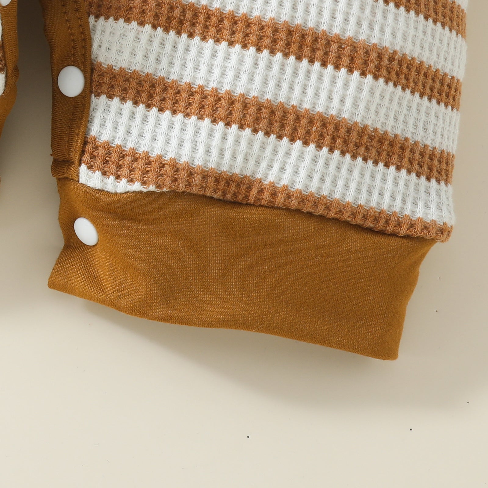Baby Boy Waffle Strip Short Sleeve Rompers