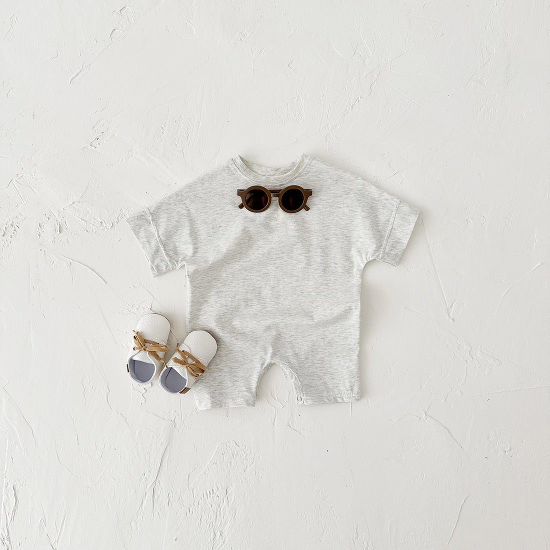 Newborn Baby Solid Color Short Sleeve Infant Rompers