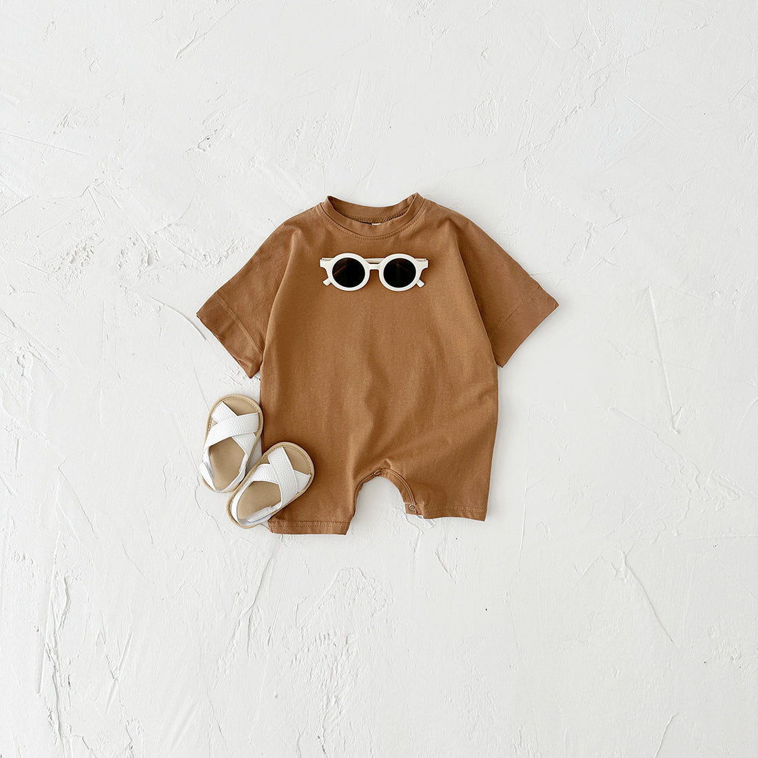 Newborn Baby Solid Color Short Sleeve Infant Rompers