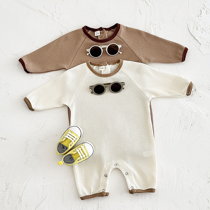Newborn Baby Waffle Short Sleeve Rompers