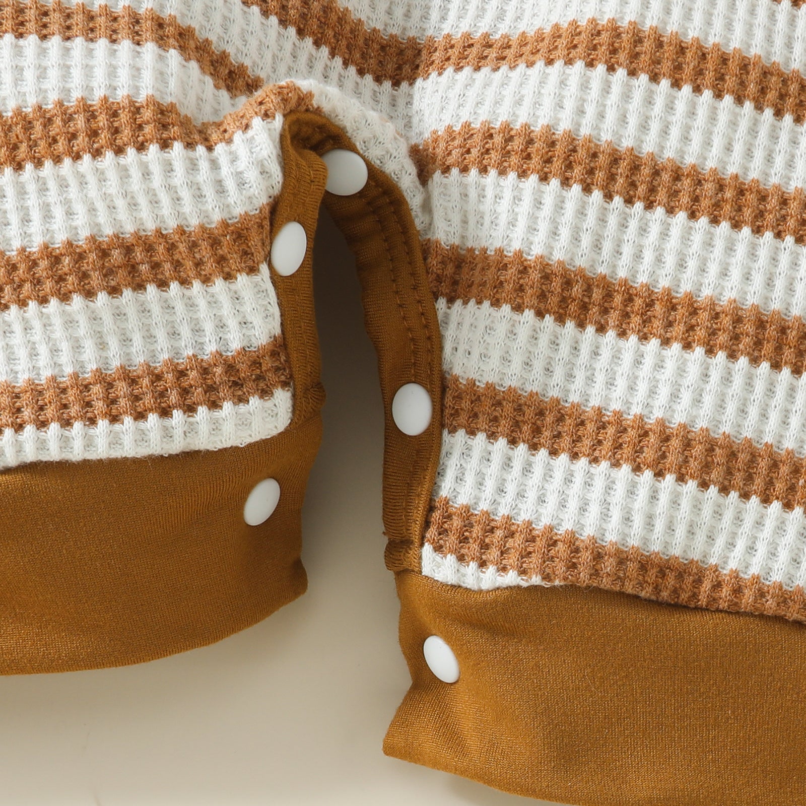 Baby Boy Waffle Strip Short Sleeve Rompers