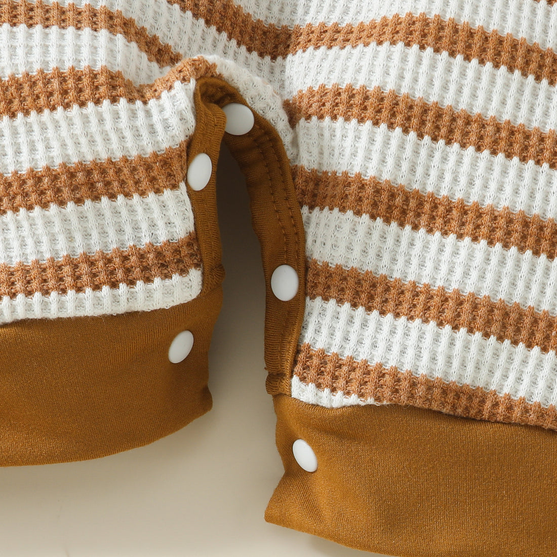 Baby Boy Waffle Strip Short Sleeve Rompers