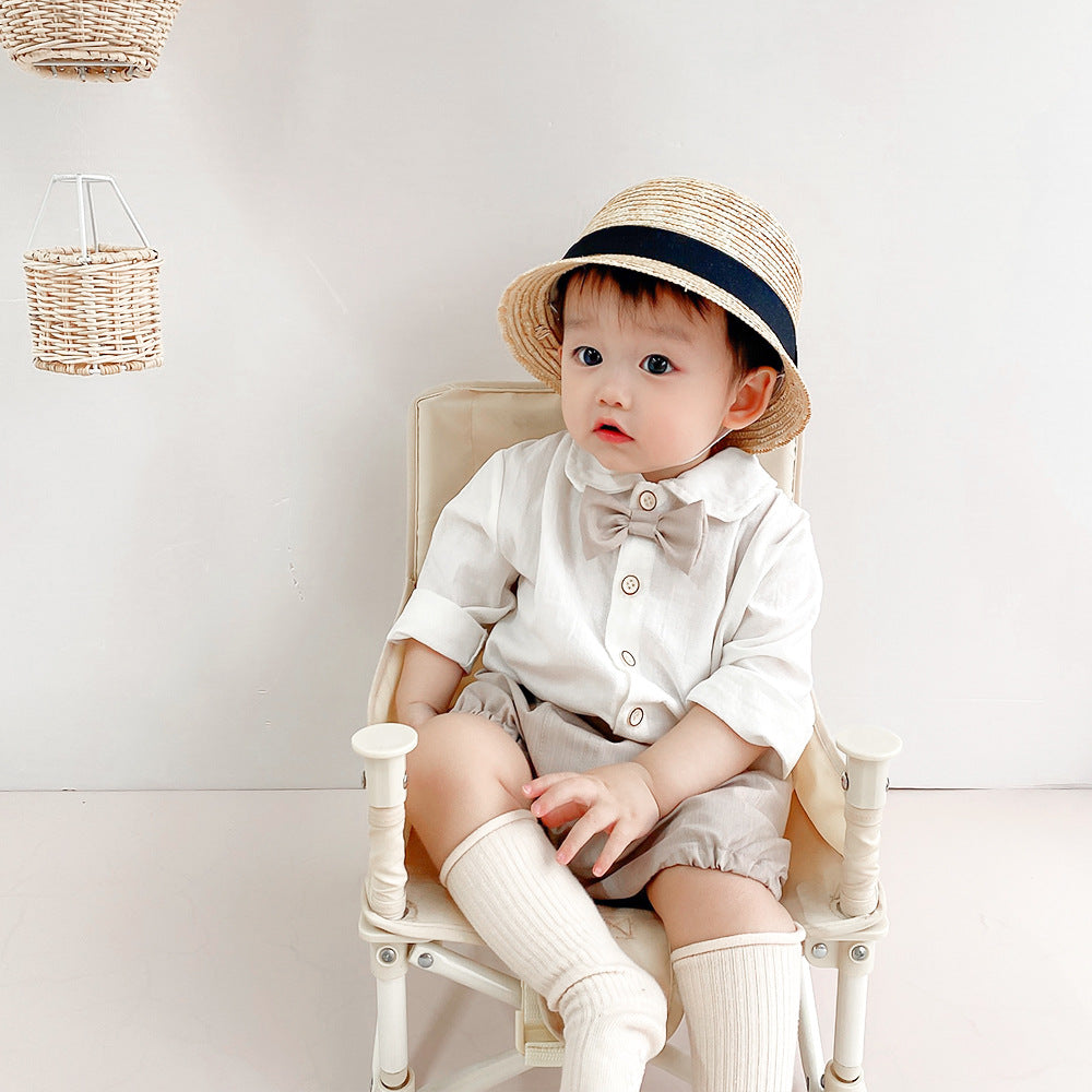 Baby Solid Color Long-sleeved Shirt Dress